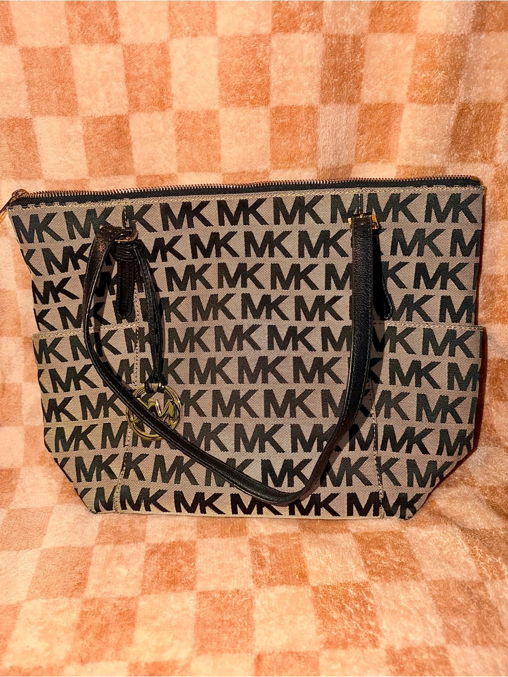 Michael Kors Black Logo Monogram Tote